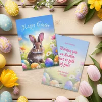 Cute Brown Easter Baby Bunny Holiday Card