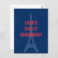 Liberté Égalité Chardonnay Funny Eiffel Tower Wine Postcard