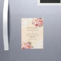 Beige pink rose gold florals lace premium wedding magnetic invitation