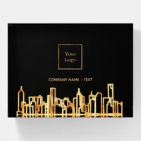 Logo black gold city skyline business real estate paperweight