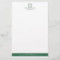 Modern Minimalist Green White Logo Business Stationery