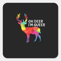 Oh Deer Queer Funny Pun LGBT Pride Design Square Sticker