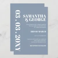 Elegant Bold Dusty Blue Modern Wedding Invitation