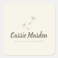 Dandelion Seed Rustic Botanical Business Logo Square Sticker