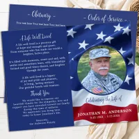 Military USA Flag Celebration Life Funeral Program
