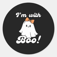 Im With Boo Funny Retro Style Classic Round Sticker