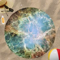 Crab Nebula Round Beach Towel