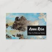 * Exciting Abstract Blue Watercolor Black Silver Business Card