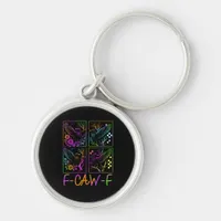 Raven F-Caw-F Colorful Neon Goth Bird Funny  Keychain