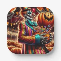 Scary Clown with Jack O' Lantern Halloween Paper Plates