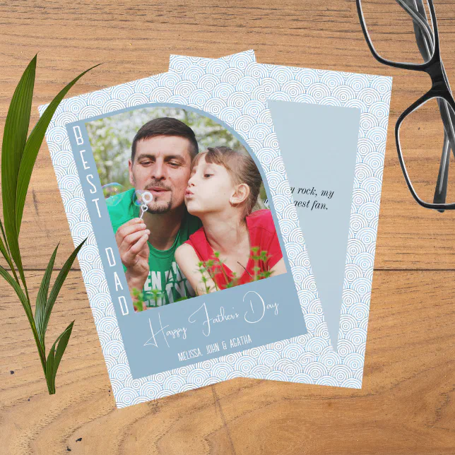 Best Dad Photo Half Arch Flat Holiday Card