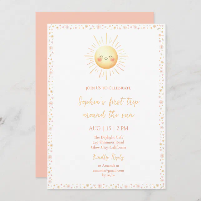 Cute First Trip Around the Sun 1st Birthday Party  Invitation