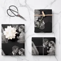 Bride & Groom Delicate White on Black Wrapping Paper Sheets