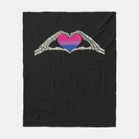 Bone Hands Heart Bisexual Goth Minimal Design Fleece Blanket