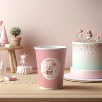 Roller Skate Pink Glitter Girl's Birthday Party Paper Cups