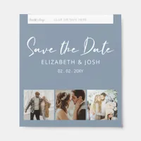 Rustic Dusty Blue Save The Date Three Photos  Hershey Bar Favors