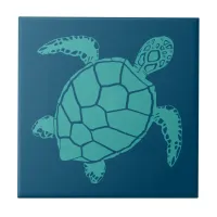 Sea Turtle Blue Ceramic Tile