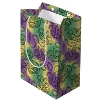 Mardi Gras Masks and Beads Doodle Art Style Medium Gift Bag