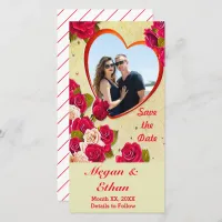 Roses and Heart Frame Save the Date Photocard