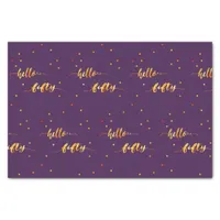 50th birthday purple gold hello 50 typography tissue paper