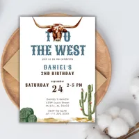 Two The West Western Rodeo Cowboy Birthday  Invita Invitation