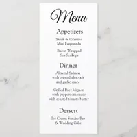 Simple & Elegant Black and White Wedding Menu Card