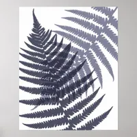 Indigo Navy Blue Tree Fern Print Pattern