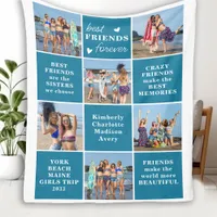 Sweet Best FRIENDS Forever Custom 6 Photo Collage Fleece Blanket