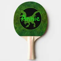 Personalized Green Dinosaur Hide Ping Pong Paddle