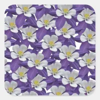 Columbine Flower Pattern Square Sticker