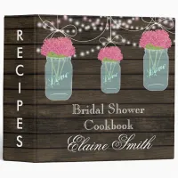 barnwood pink flowers Mason Jar Recipe Folder