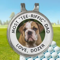 Custom Photo Dog Best Dad Ever White Black Golf Hat Clip