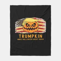Trumpkin Make Halloween Great Again Us Flag Funny  Fleece Blanket