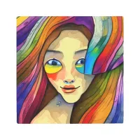 Colorful Abstract Pretty Girl Artsy Metal Print