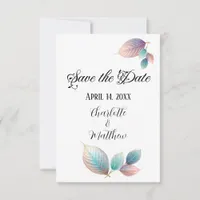 Ethereal Beauty Soft Tone Whimsical Pastel Leaves Save The Date