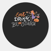 Eat Drink And Be Scary Funny Halloween Classic Round Sticker
