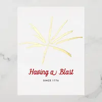 Having a Blast Silver Fireworks July 4th Party Foil Invitation Postcard