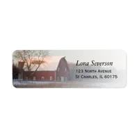Snow Covered Red Barn Return Address Label