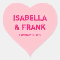 Pink Conversation Heart Save the Date Heart Sticker