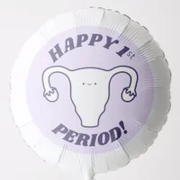 Happy 1st Period Cute Lavender Cartoon Uterus Balloon