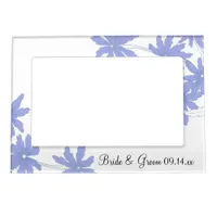Periwinkle Blue Daisies on White Wedding Magnetic Picture Frame