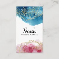 *~* Abstract Blue Pink Gold Glitter Polygons Beach Business Card