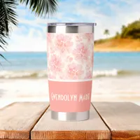 Abstract Floral Watercolor Peach Pink Color Block Insulated Tumbler