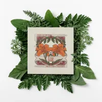 Tiger Lily- Flower Meaning Vintage-Style Green Invitation