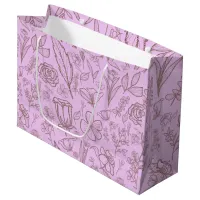 Simple Pink Floral on Pink | Large Gift Bag