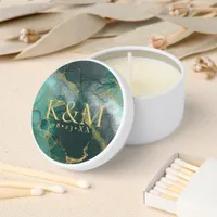 Moody Ink Emerald Gold Abstract ID988 Mini Candle Favors