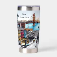 San Francisco, California Comic Book Style Art Insulated Tumbler