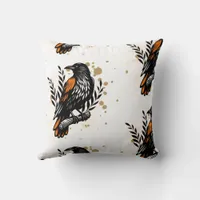 Watercolor Flowers Floral Raven Botanicals Throw Pillow