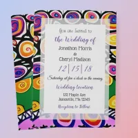 Bright and Colorful Boho Tree Wedding Invitation