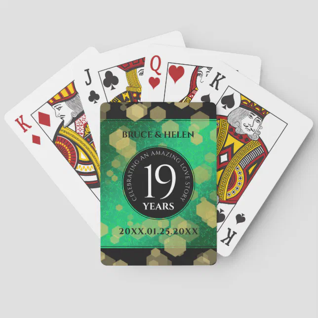 Elegant 19th Jade Wedding Anniversary Celebration Poker Cards